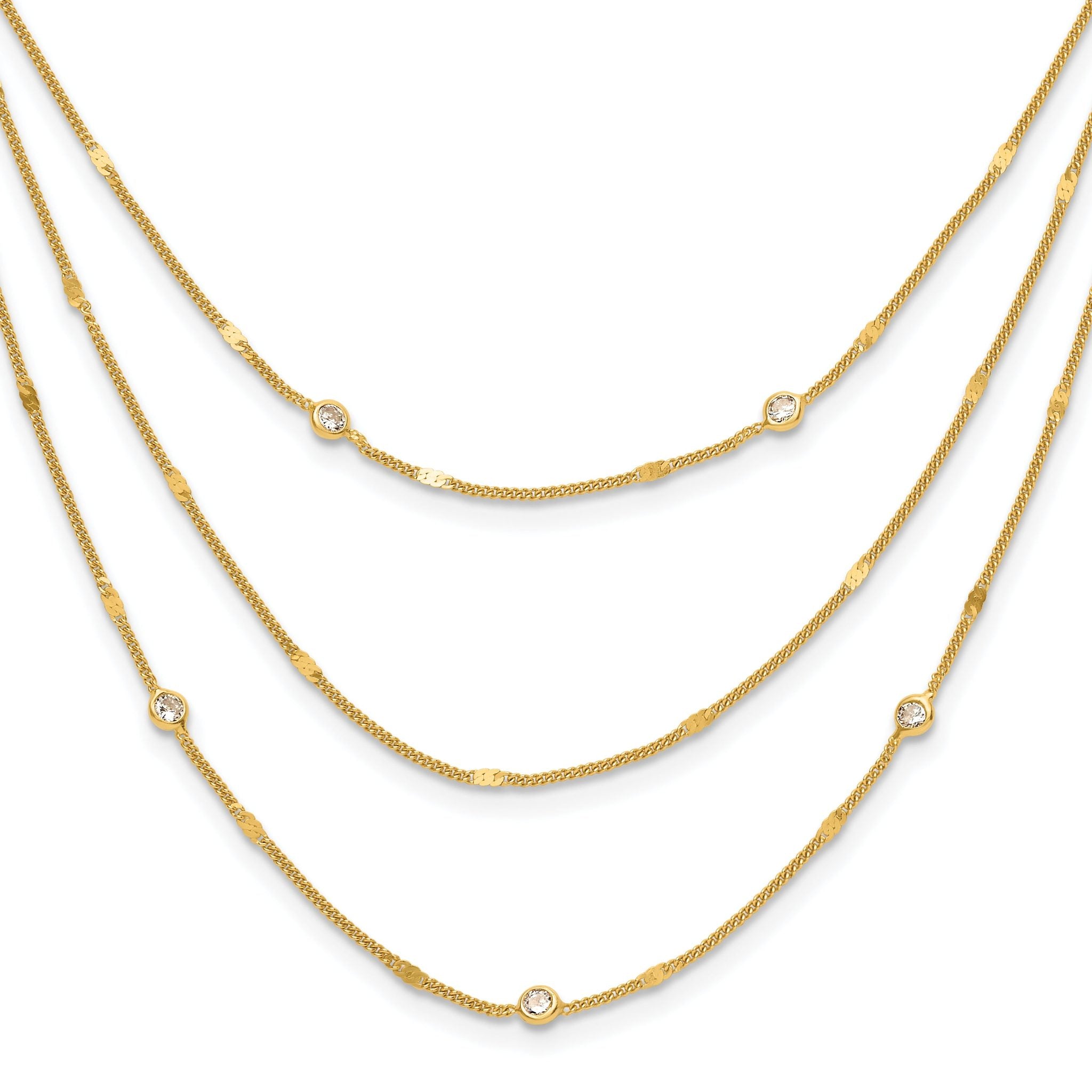 Sterling Silver Gold-tone CZ Layered with 1.5in ext. Necklace Main image