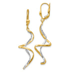 14K Two-Tone Gold Spiral Dangle Earrings with Polished Finish for Women