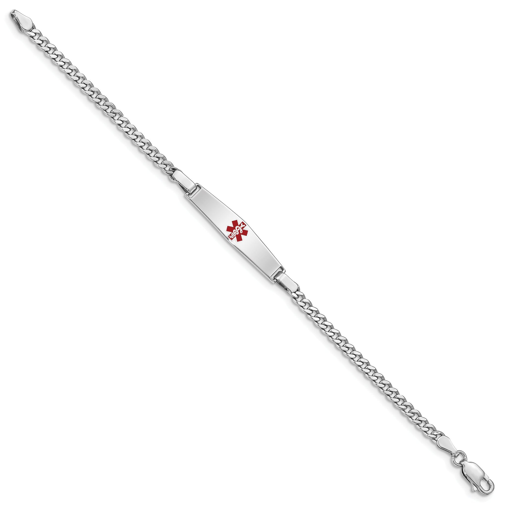 Sterling Silver Rhod-plated Children's Medical ID Curb Link Bracelet Secondary image