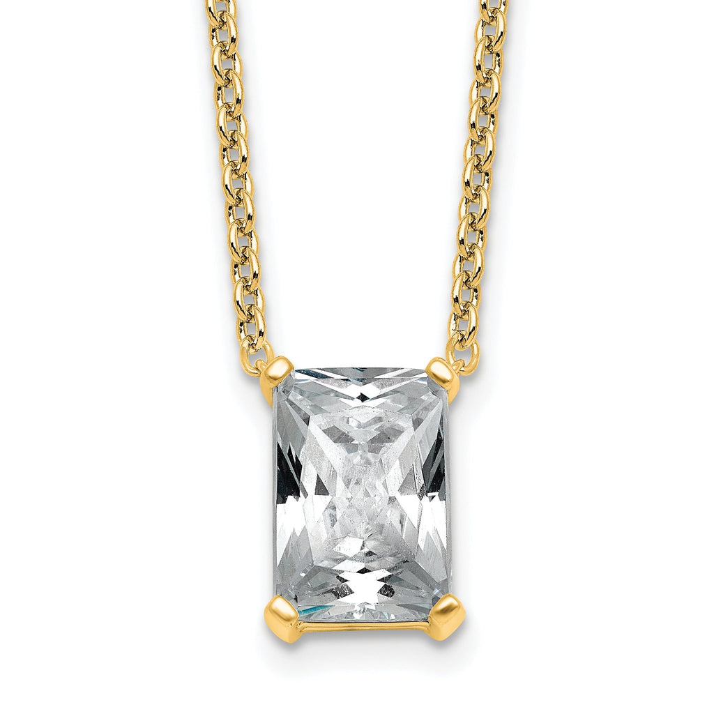 14k 3 1/2 carat Lab Grown Diamond VS+ F+ Radiant Complete 18 inch Four Prong Pendant Necklace