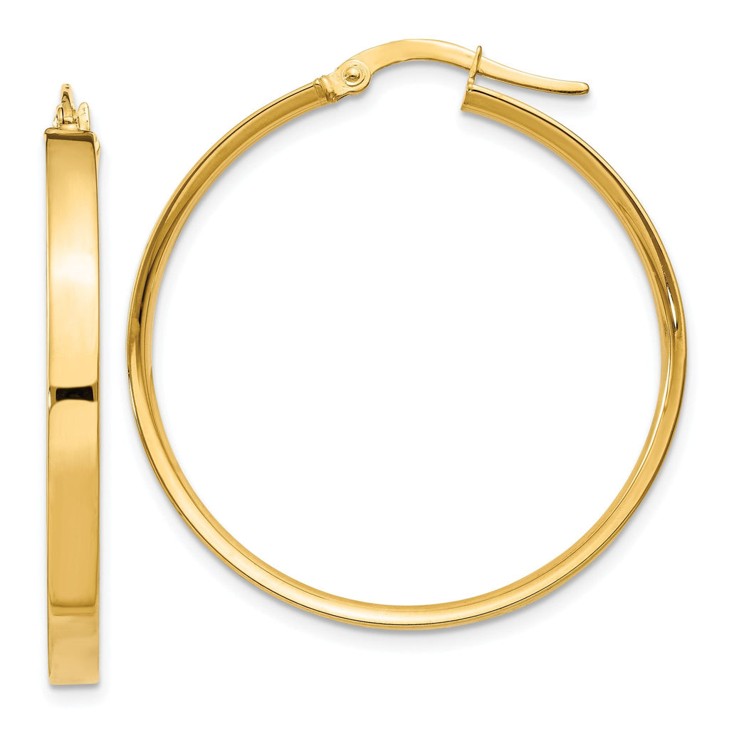 14K Gold Polished XL Hoop Earrings for Women Hollow 3mm Tubing Design