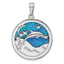 Sterling Silver Rhodium-plated Blue Inlay Created Opal Dolphins Pendant