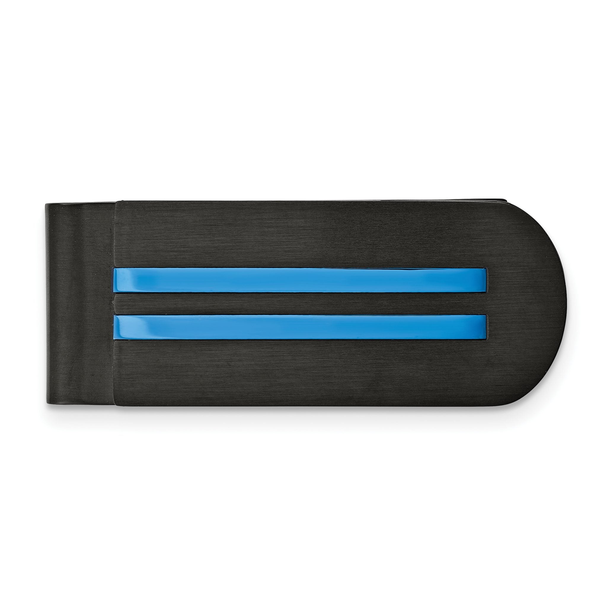 Chisel Stainless Steel Brushed and Polished Black and Blue IP-plated Money Clip Main image