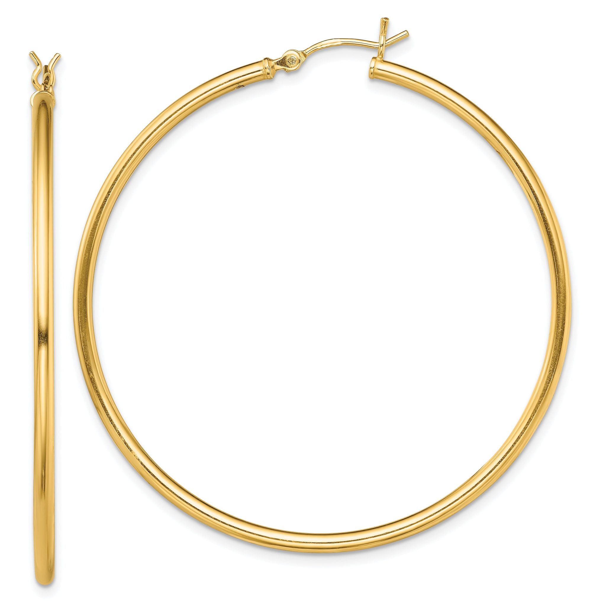 Sterling Silver Gold-Tone Polished 2x50mm Hoop Earrings Main image