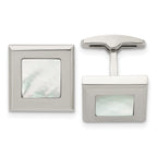 Stainless Steel Mother of Pearl Square Cuff Links