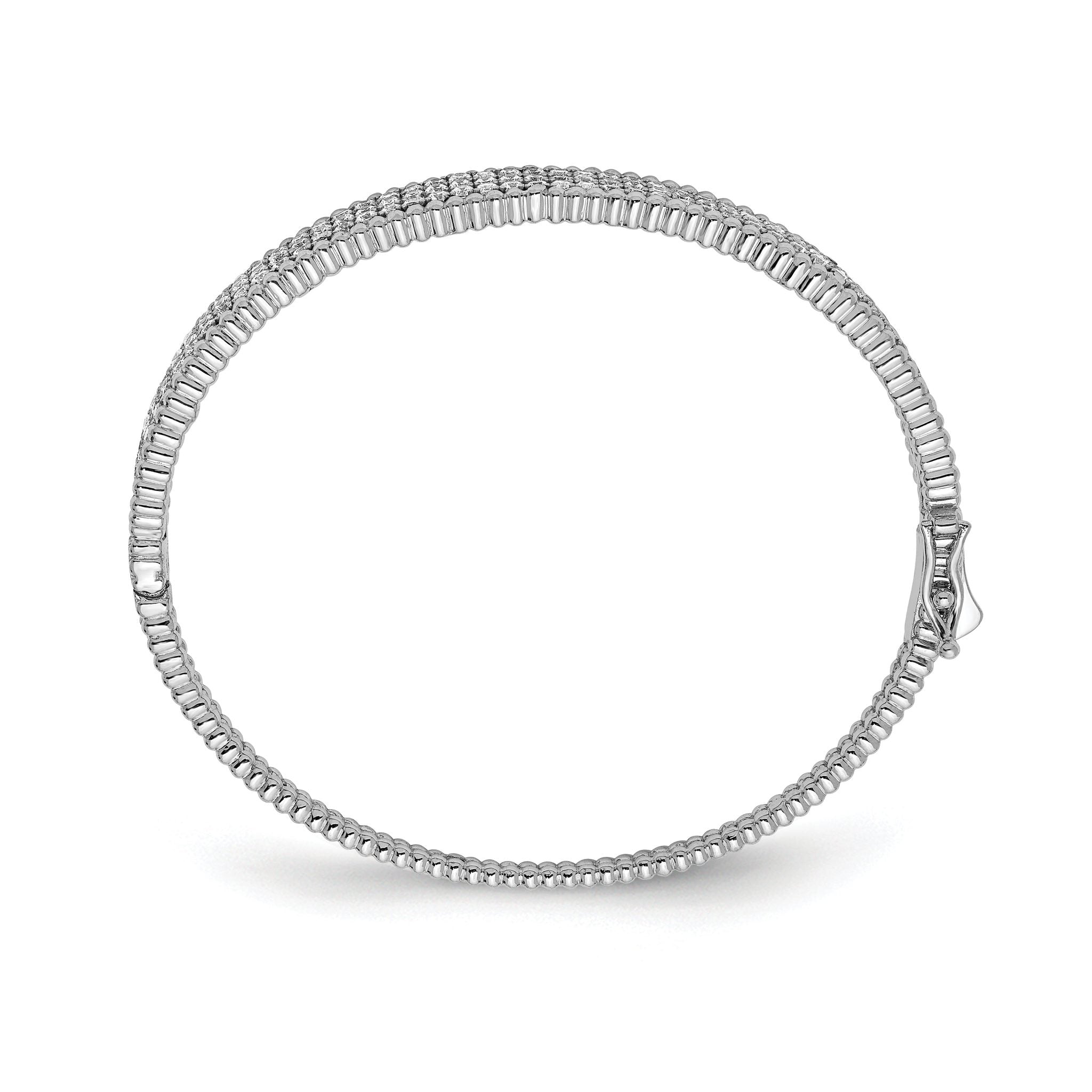 Sophia Jewelers Sterling Silver CZ Bangle with Rhodium Polish Secondary image
