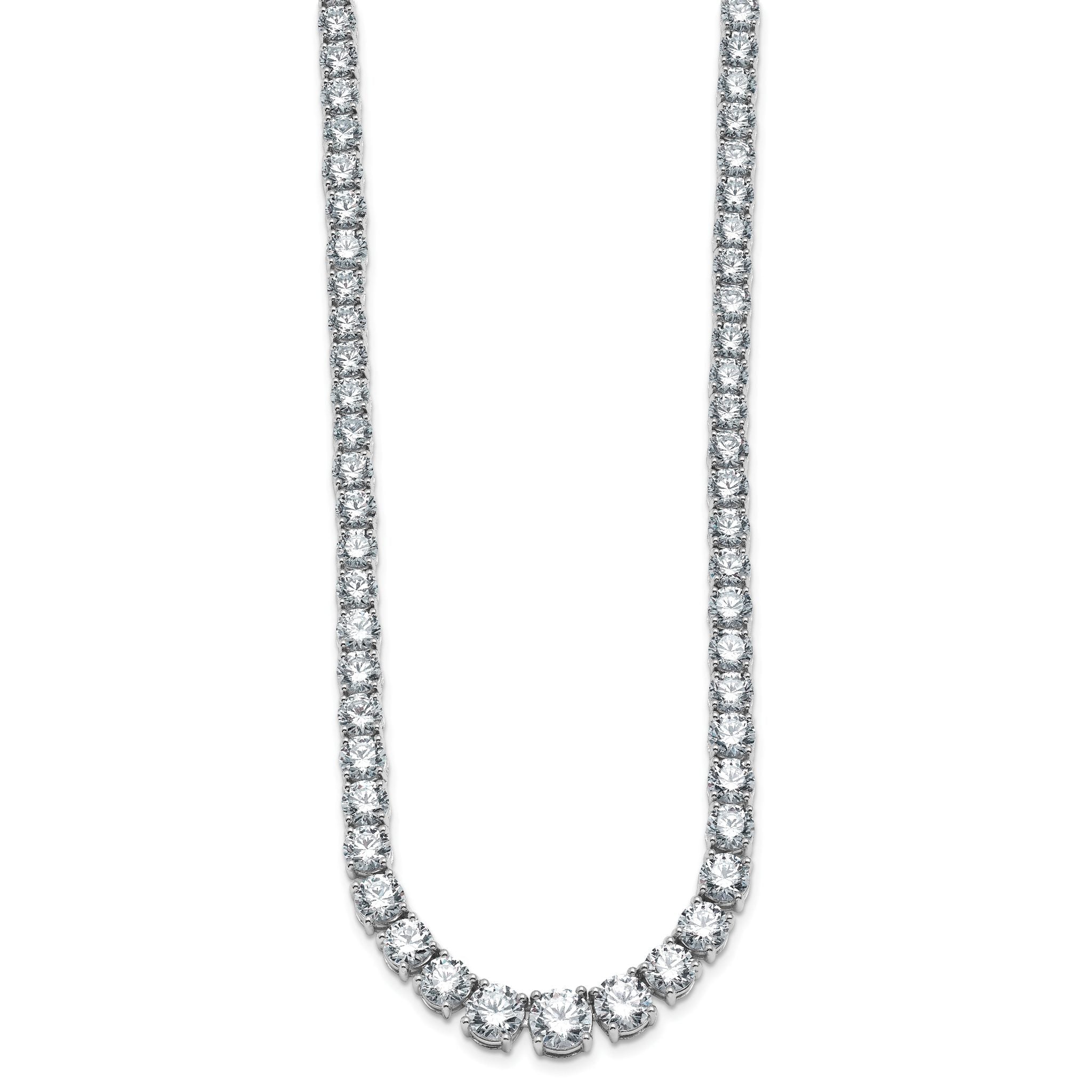 14k White Gold 40 3/8 carat Lab Grown Diamond VS/SI+ G+ Complete Round 20 inch Graduated Tennis Necklace Secondary image