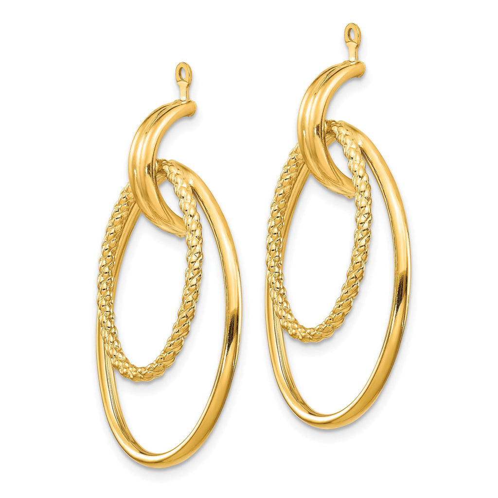 14K Gold Polished Double Oval Earring Jackets for Women