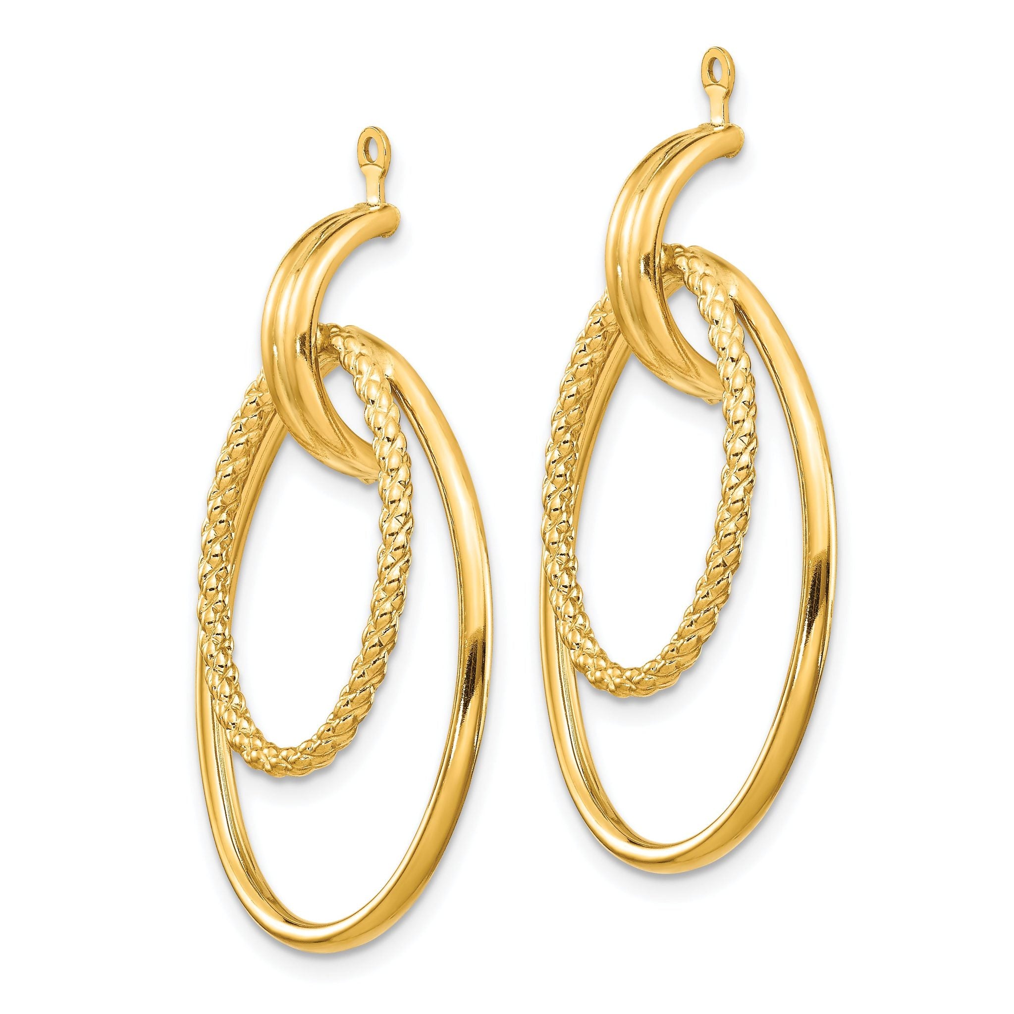 14K Gold Polished Double Oval Earring Jackets for Women