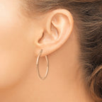 10k Rose Gold Polished 2mm Lightweight Tube Hoop Earrings