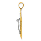 14K Two-Tone Gold Crucifix Pendant with Polished Diamond-Cut Finish
