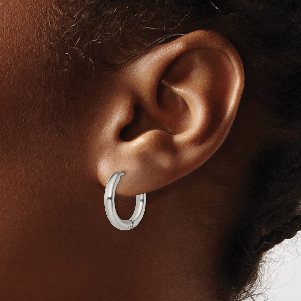 Stainless Steel Polished Hinged Huggie Hoop Earrings for Women
