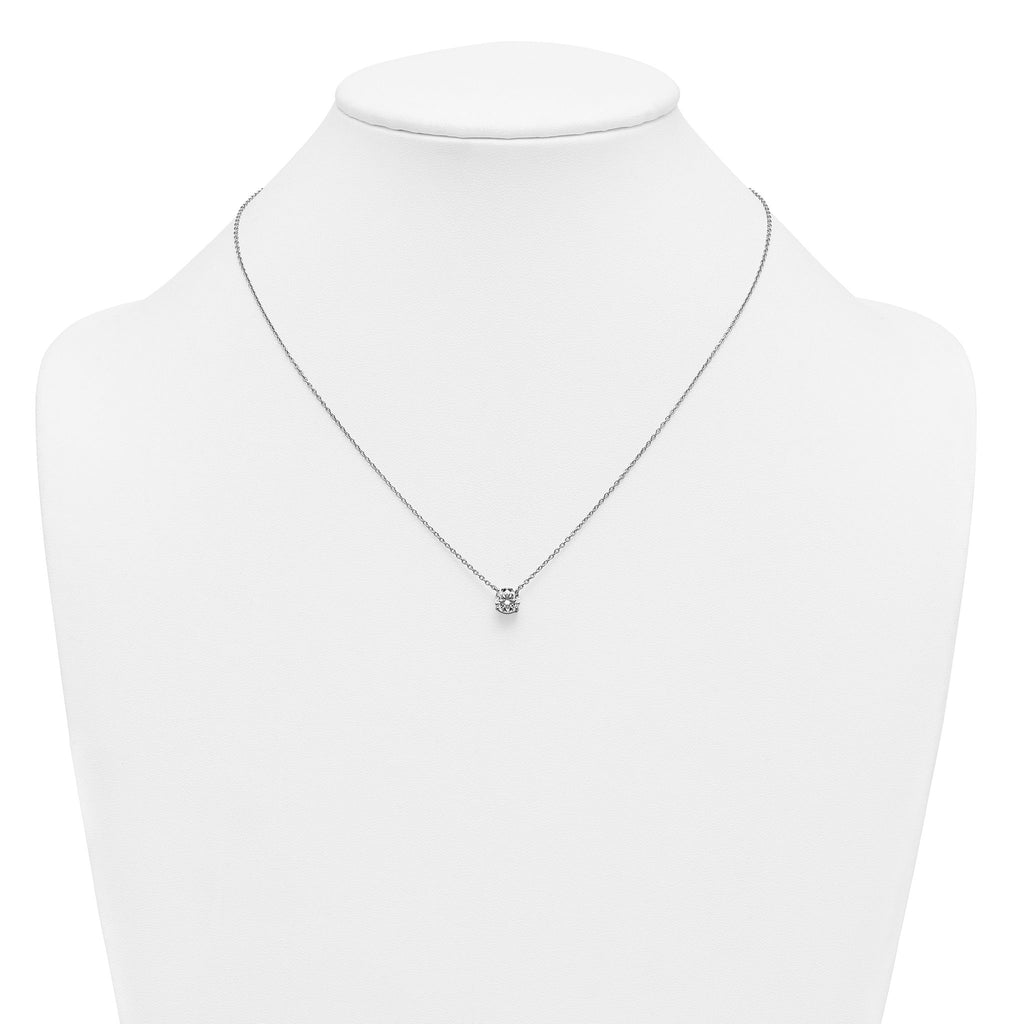 14k White Gold 1 carat Lab Grown Diamond VS/SI+ G+ Round Complete Four Prong 18 inch Solitaire Necklace