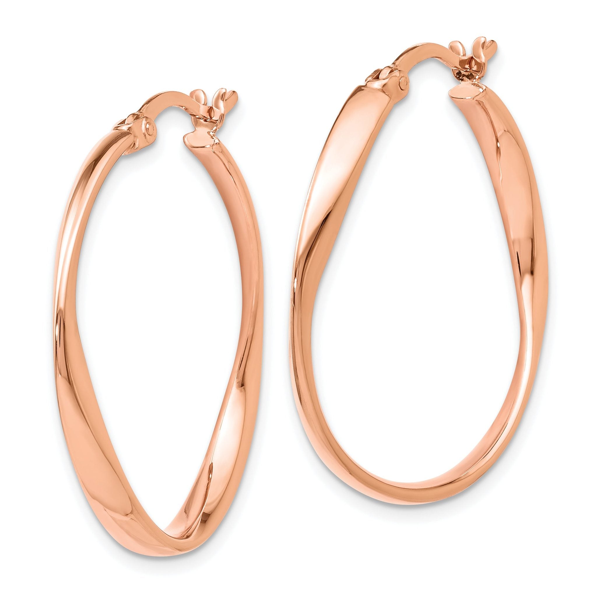 Sophia Jewelers Sterling Silver Rose Gold-Plated Polished Hoop Earrings Elegant Women's Design Secondary image