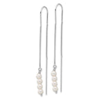 Sterling Silver Rhodium-plated Freshwater Cultured Pearl Threader Earrings