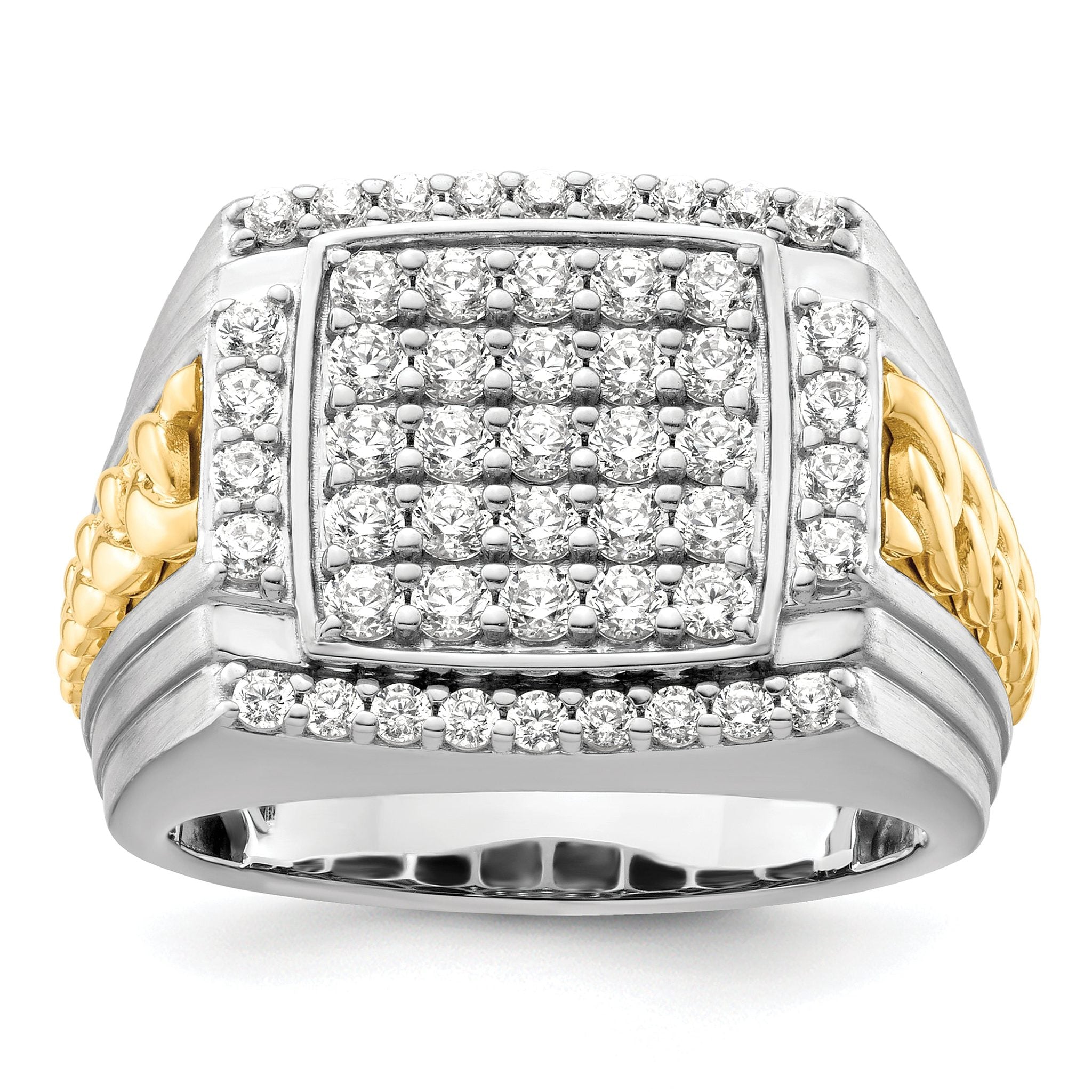 14k Two-Tone 1 1/2 carat Lab Grown Diamond VS/SI+ G+ Men's Ring Main image