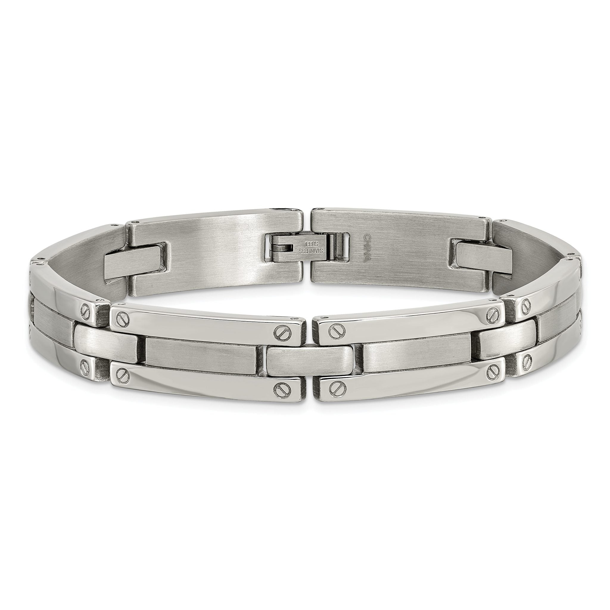 Stainless Steel Brushed and Polished Link Bracelet for Men