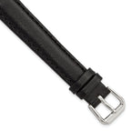Long Smooth Leather Watch Band in Black with Silver-Tone Buckle, 16mm