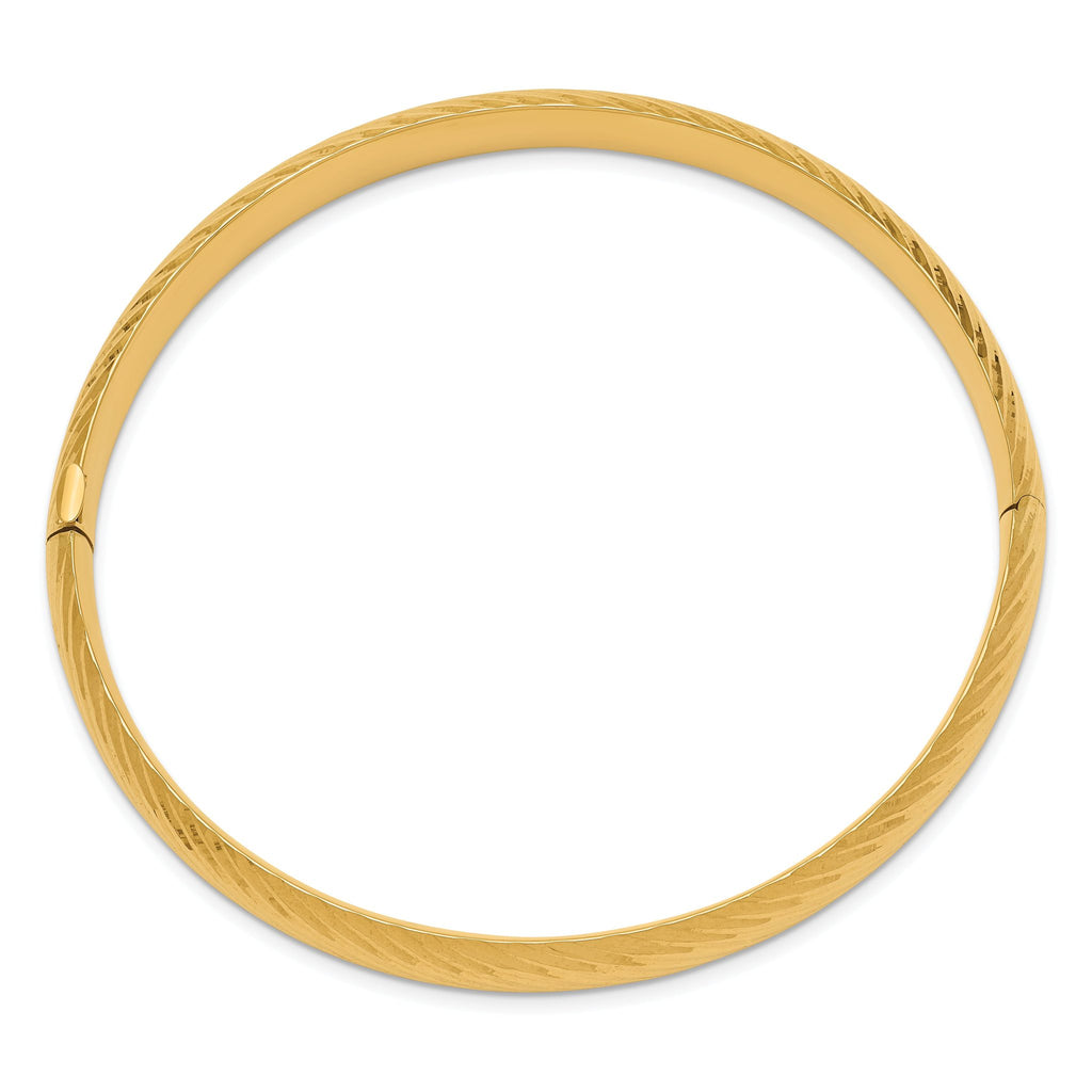 14k 5/16 Textured Hinged Bangle