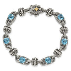 Shey Couture Sterling Silver with 14K Accent 7.5 Inch Antiqued Cushion Swiss Blue Topaz Bracelet
