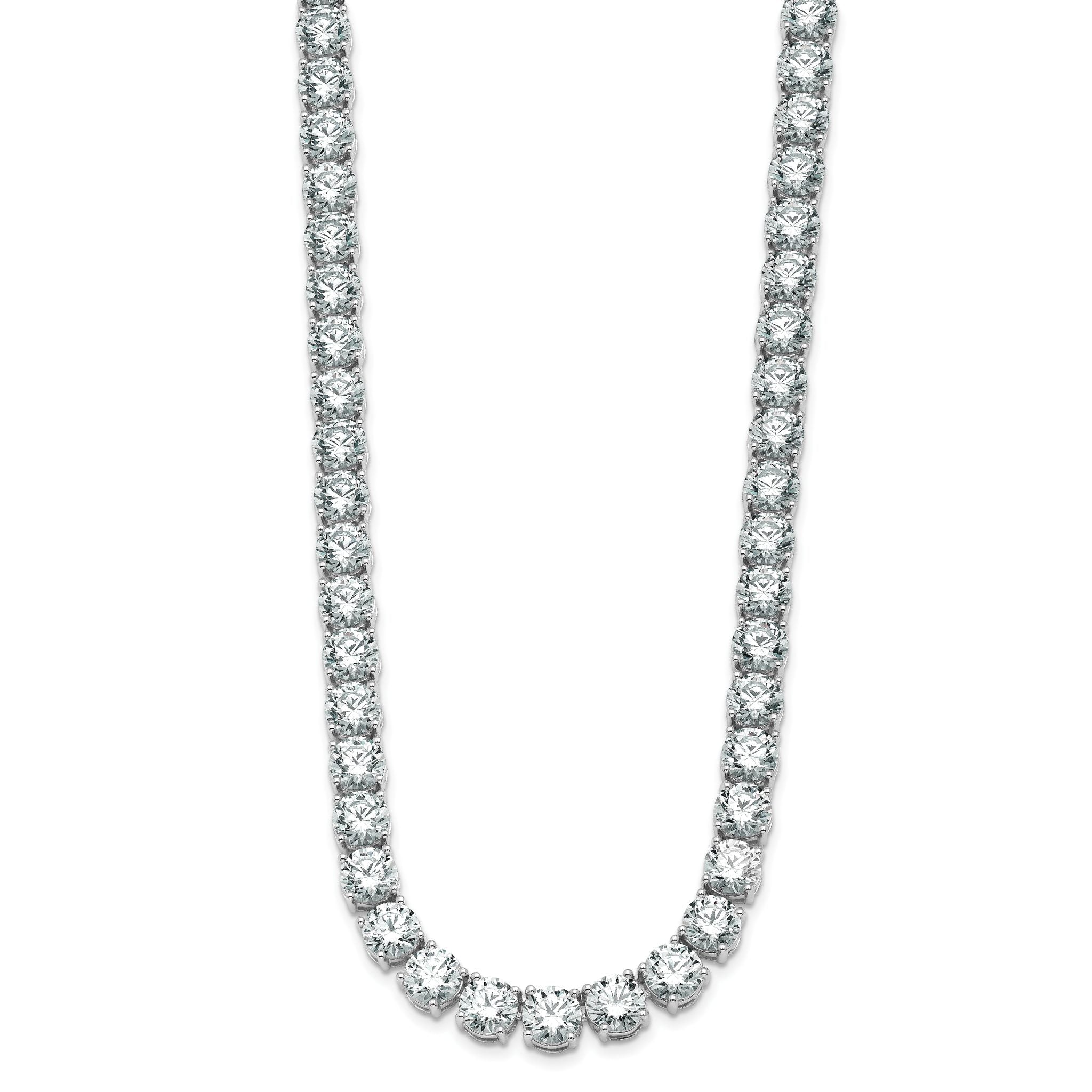 14k White Gold 67 carat Lab Grown Diamond VS/SI+ G+ Complete Round 18 inch Straight Tennis Necklace Secondary image