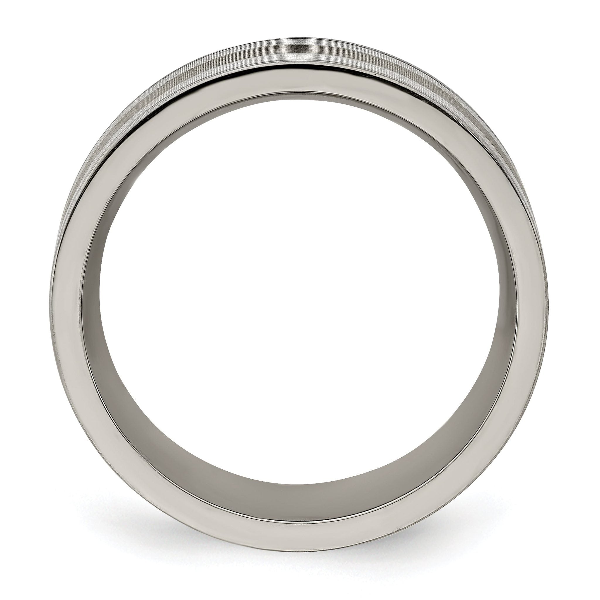 Titanium and Sterling Silver Two-Tone Wedding Band with Grooved Texture Secondary image