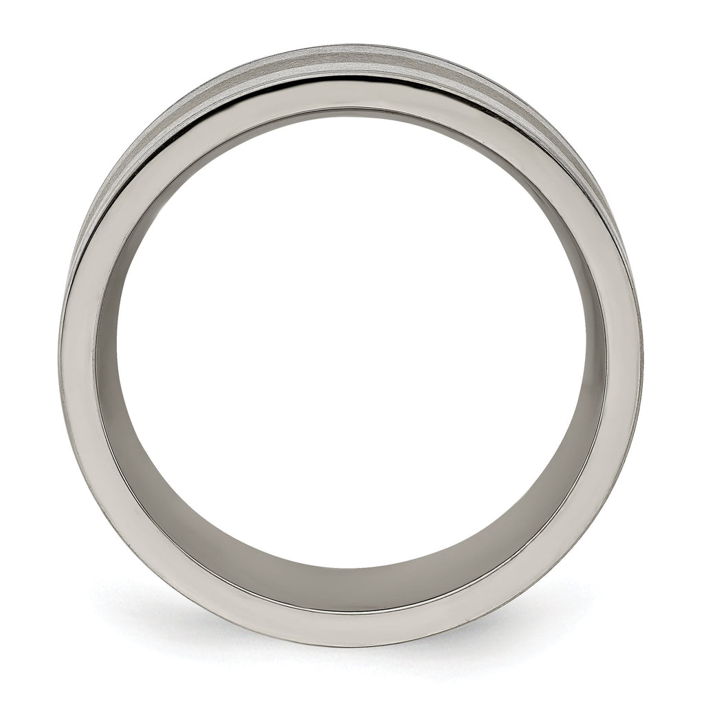 Titanium and Sterling Silver Two-Tone Wedding Band with Grooved Texture