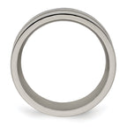 Titanium and Sterling Silver Two-Tone Wedding Band with Grooved Texture