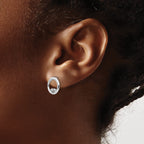 Sterling Silver Rhodium-Plated Diamond Earrings with Polished Finish Gift Ready