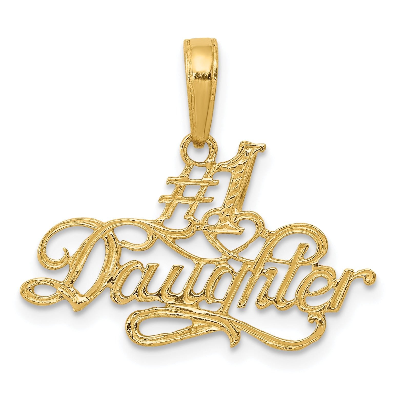 14K Gold #1 Daughter Pendant with Solid Flat Back Design by Sophia Jewelers Main image