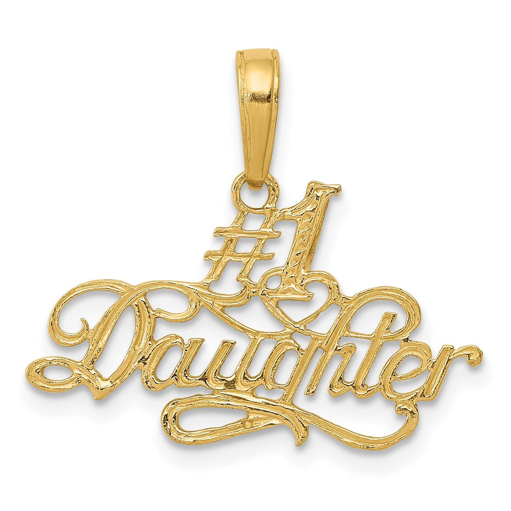 14K Gold #1 Daughter Pendant with Solid Flat Back Design by Sophia Jewelers