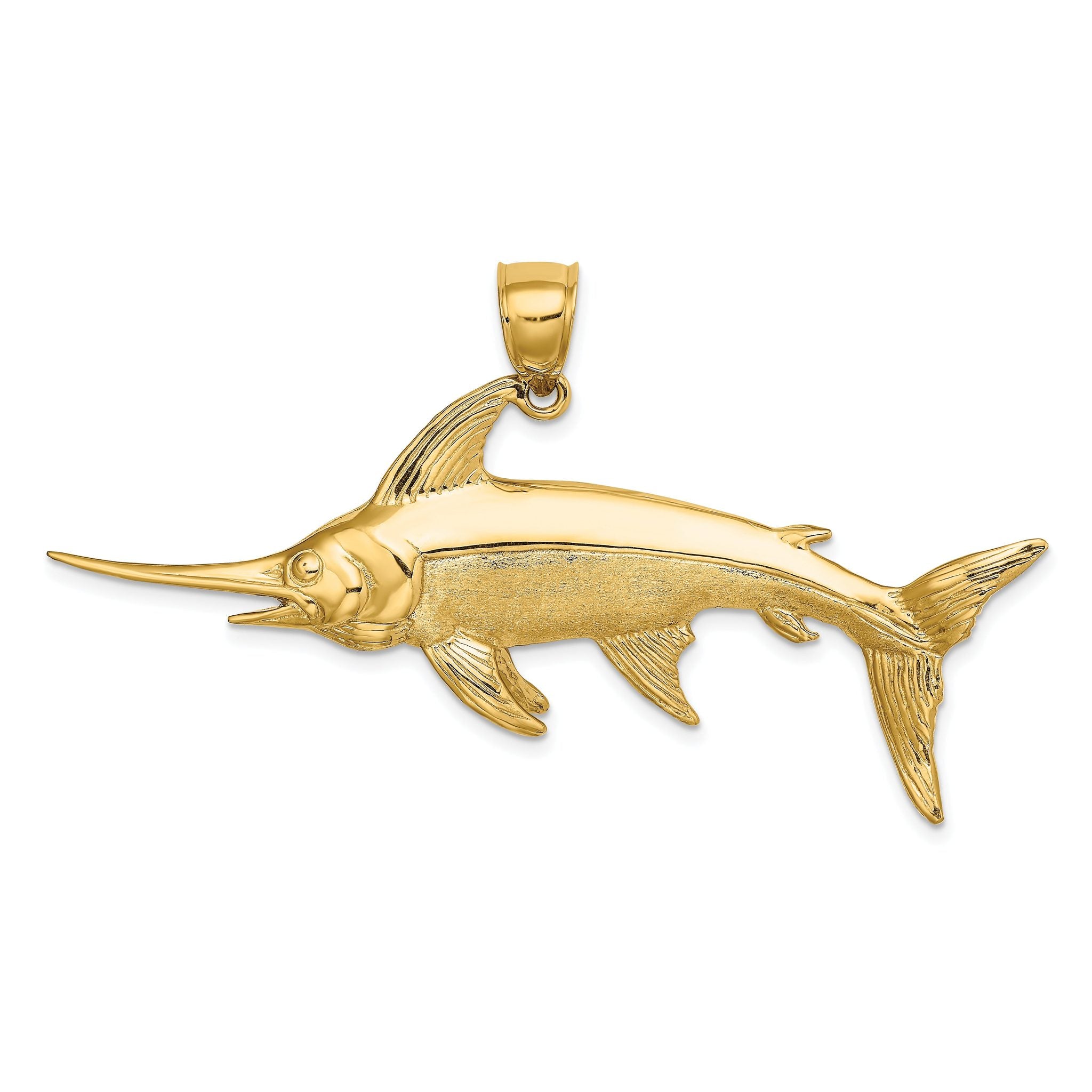 14K 3-D Polished/Satin Swordfish Charm Main image