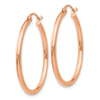 14k Rose Gold Polished 2mm Lightweight Tube Hoop Earrings