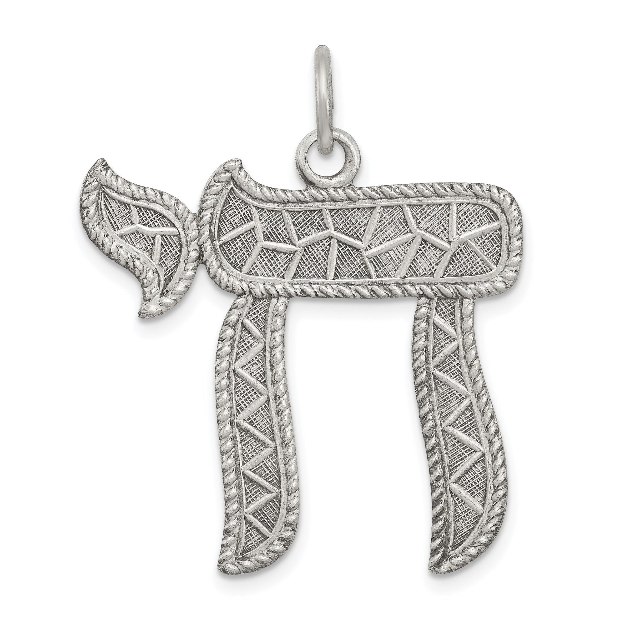 Sterling Silver 925 Antiqued Chai Pendant Elegant Vintage Inspired Jewelry