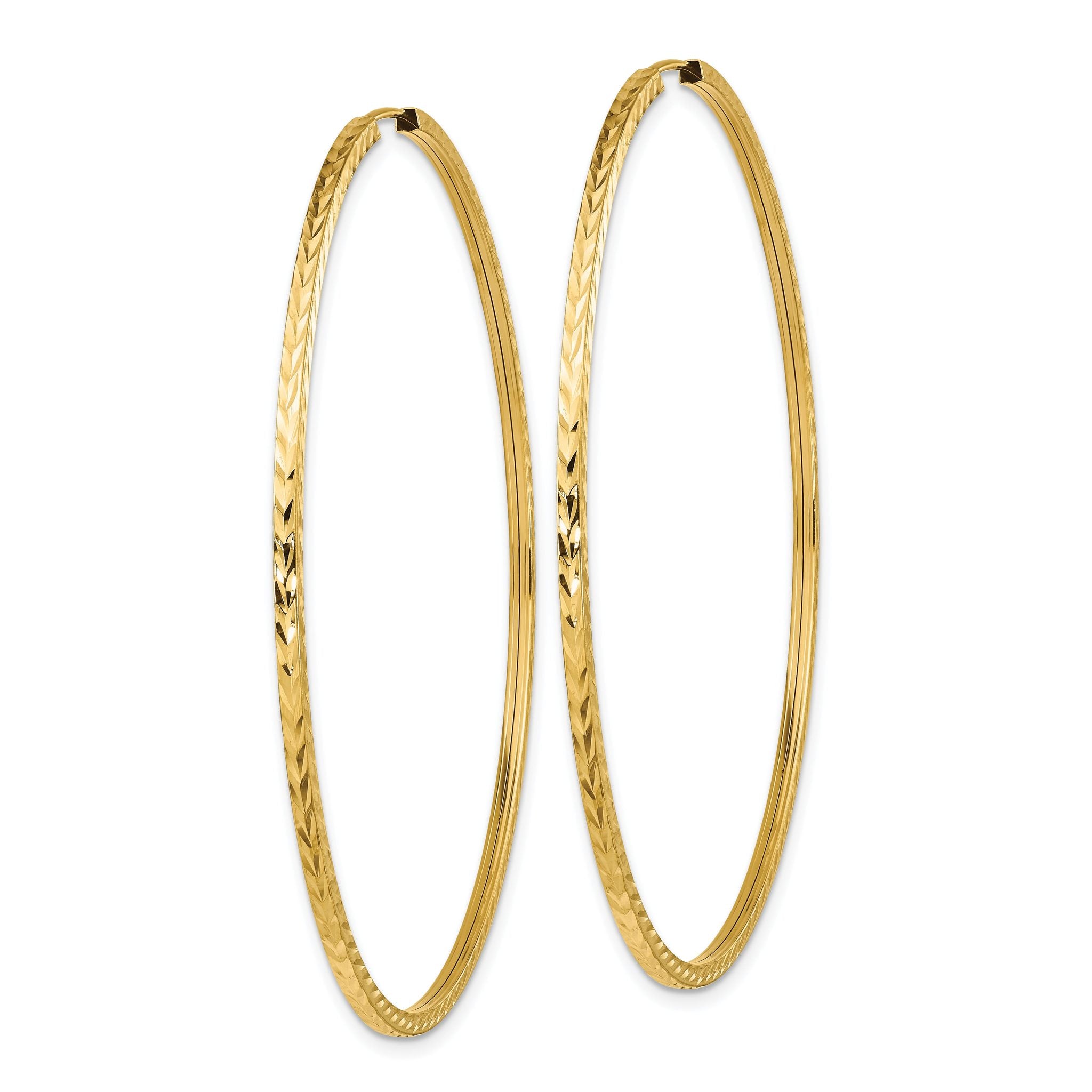 14k Diamond-cut Square Tube Endless Hoop Earrings Secondary image