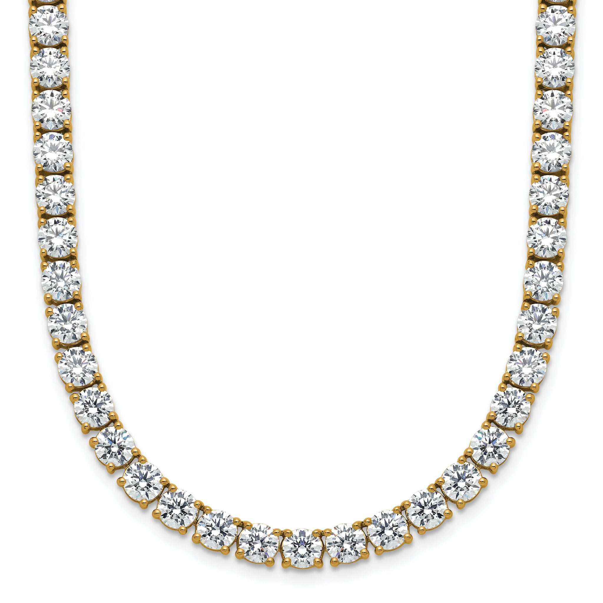 14k 42 7/8 carat Lab Grown Diamond VS/SI+ G+ Complete Round 24 inch Straight Tennis Necklace