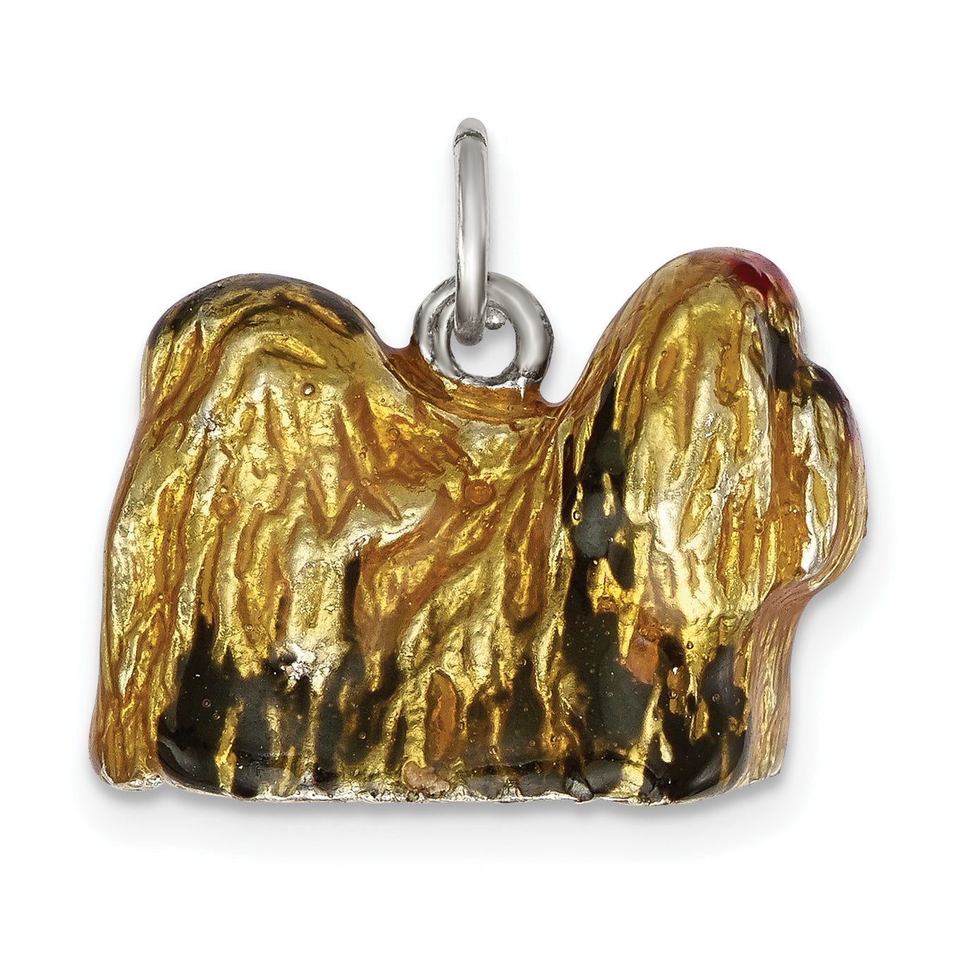 Sterling Silver 3D Shih Tzu Charm with Enamel Detail by Sophia Jewelers Main image