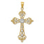 14K Gold Rhodium-Plated Diamond-Cut Cross Pendant Polished & Elegant Design