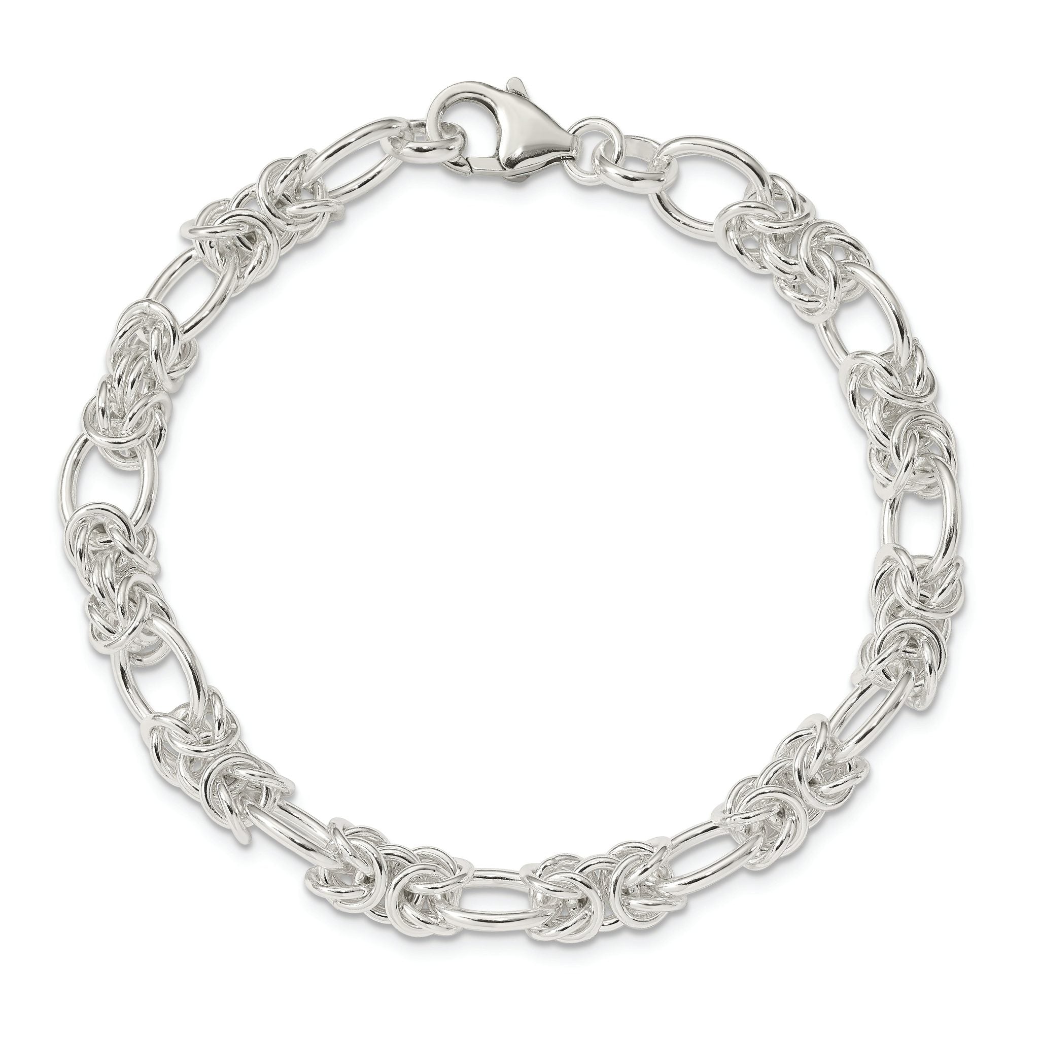 Sterling Silver Polished Fancy Link Bracelet