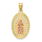 14K Two-Tone Gold Lady of Guadalupe Charm with White Rhodium Accents, Polished Finish