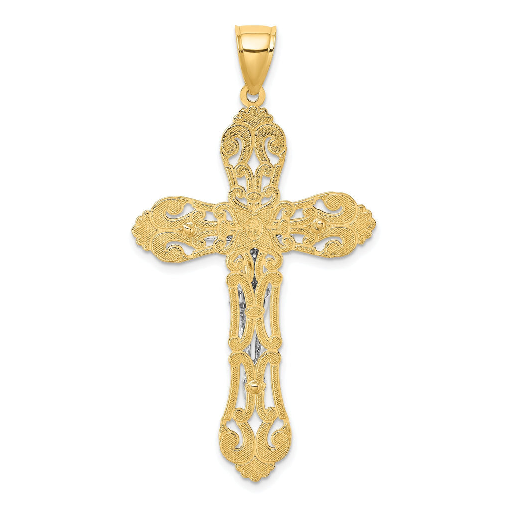 14K Two-tone Crucifix Charm