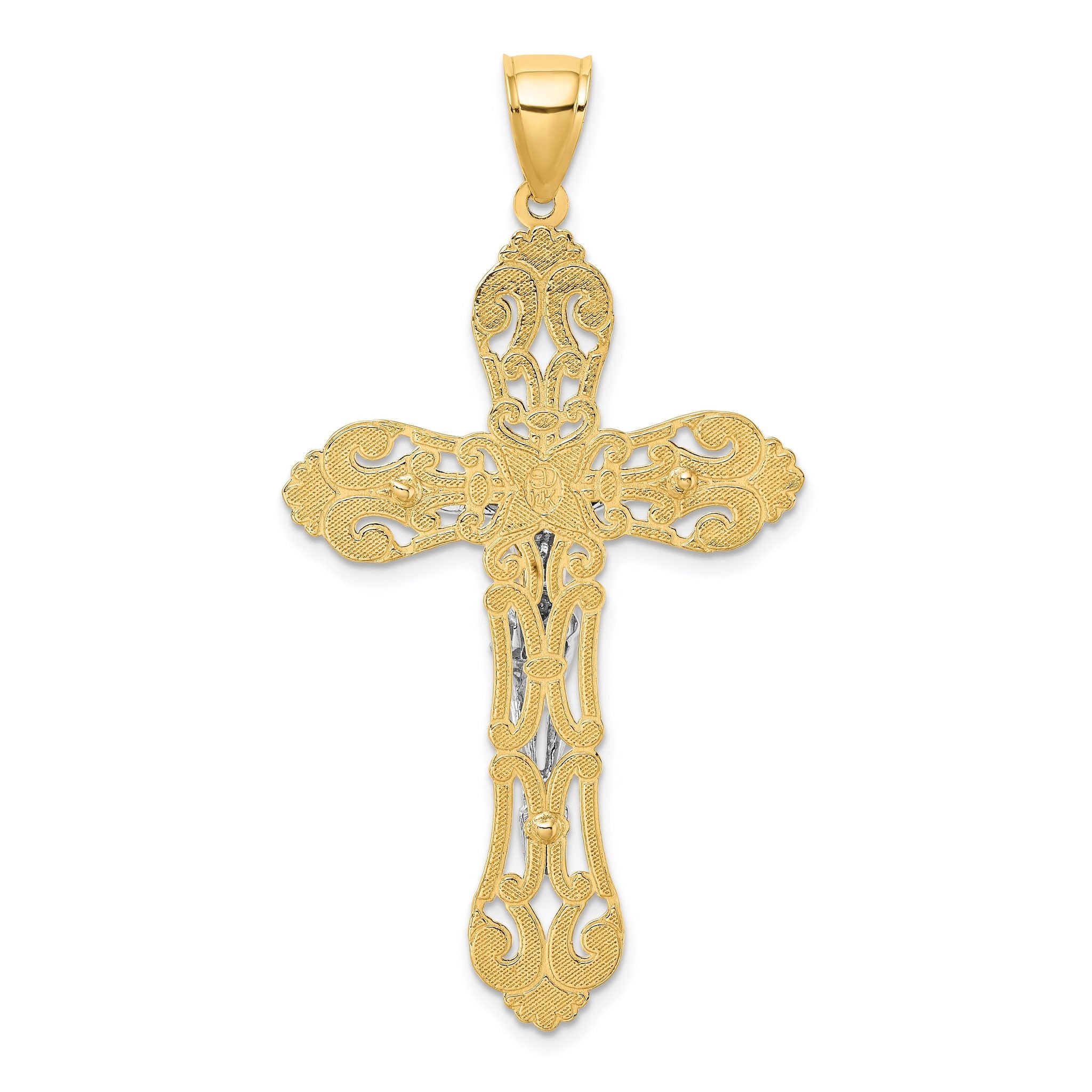 14K Two-tone Crucifix Charm