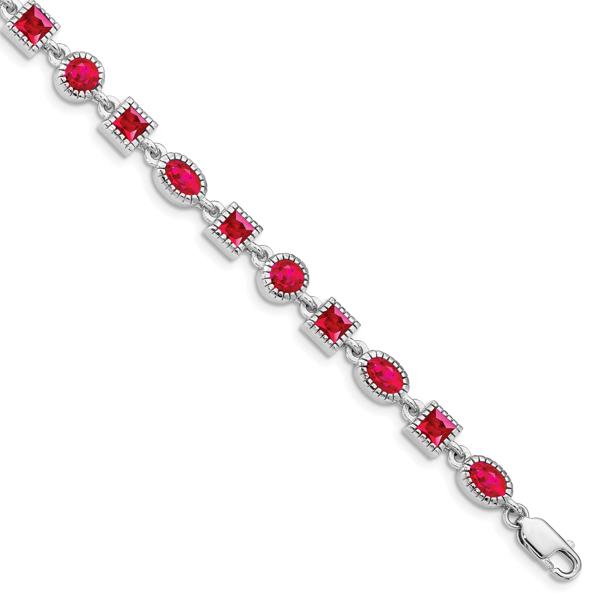 Sterling Silver Rhodium-plated Ruby Bracelet Main image