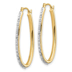 14K Gold Diamond Fascination Oval Twist Hoop Earrings  Polished, Elegant Design