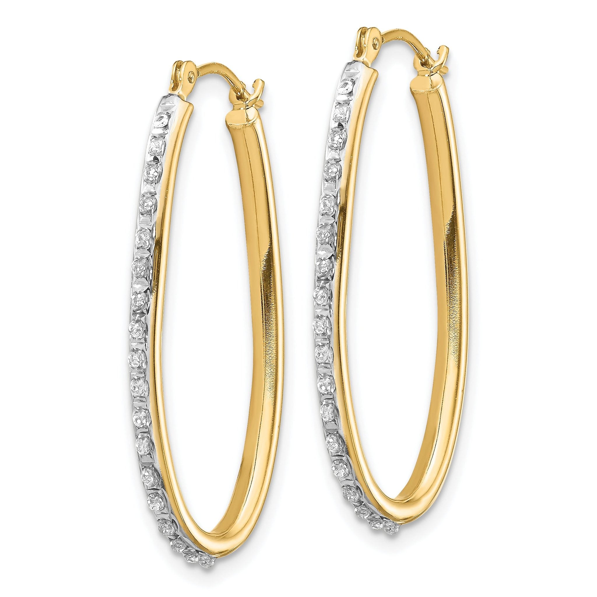 14K Gold Diamond Fascination Oval Twist Hoop Earrings  Polished, Elegant Design
