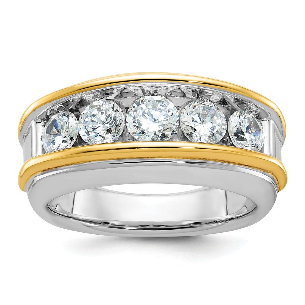 14k Two-tone Men's Polished 5-Stone 2 Carat AA Quality Diamond Ring