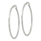 Sterling Silver 2mm Polished/Satin D/C Hoop Earrings