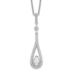 Brilliant Embers Sterling Silver Rhodium-plated 46 Stone 18 inch with 2 inch extender Spring Ring Clasp Micro PavÃƒÆ’Ã†â€™Ãƒâ€šÃ‚Â¢ÃƒÆ’Ã‚Â¢Ãƒâ€šÃ¢â‚¬Å¡Ãƒâ€šÃ‚Â¬ÃƒÆ’Ã¢â‚¬Â¦Ãƒâ€šÃ‚Â¡ CZ Teardrop Necklace with 2 Inch Extender