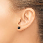 Stainless Steel Polished Square Black Cubic Zirconia Stud Earrings