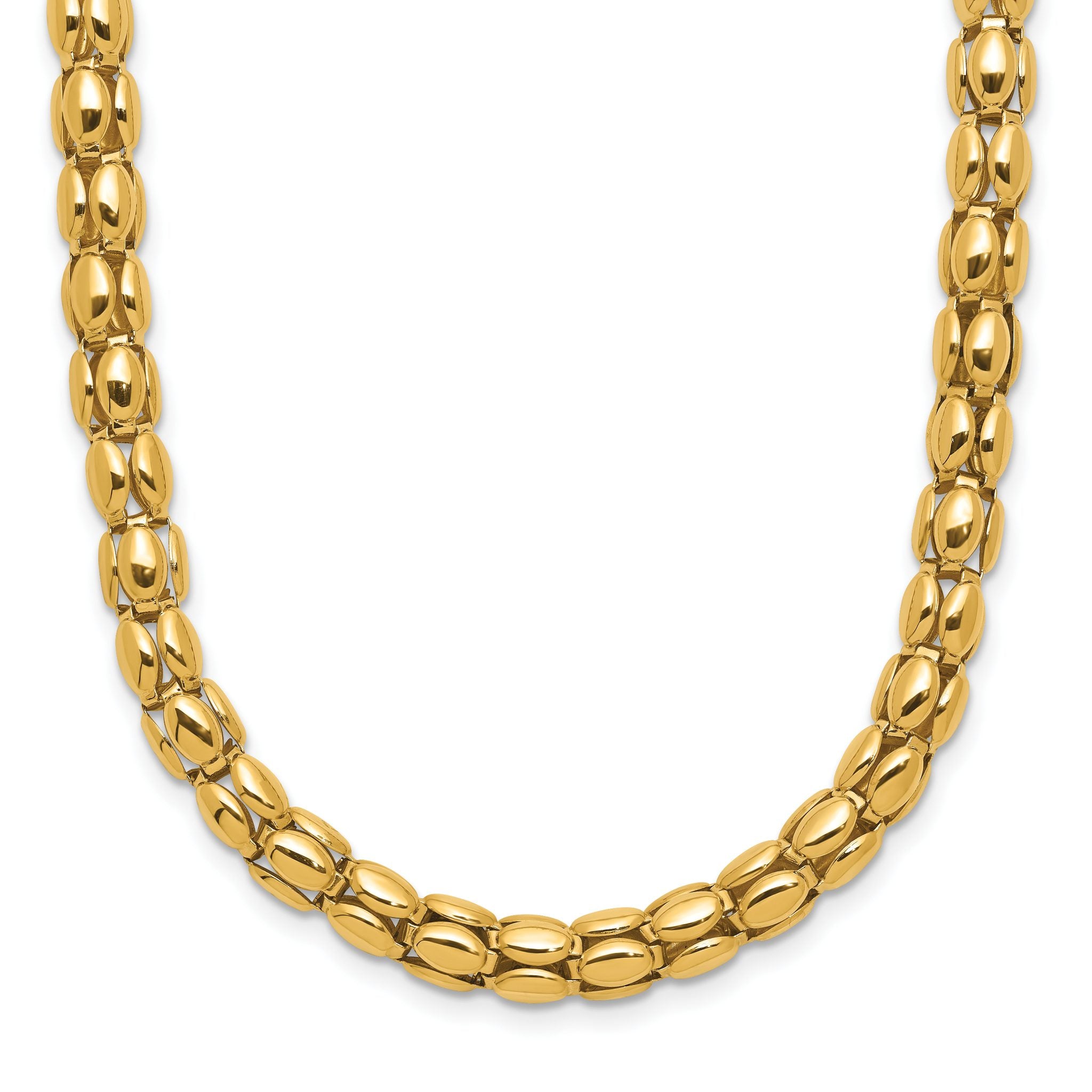 14K Two-tone Polished 5.5mm Popcorn Mesh Necklace Main image